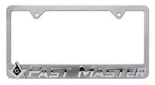 Masonic Past Master - Mason 3d Brushed Chrome License Plate Frame