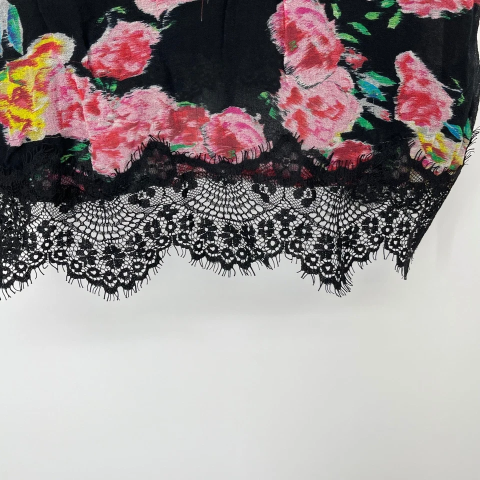 Ella Moss 100% Silk Black Floral Lace Trim Cami Top Tank Women's Size S Y2K - Image 3 of 4