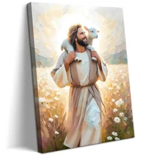 Jesus Canvas Wall Art Print – Christian Wall Decor Poster Painting of Jesu