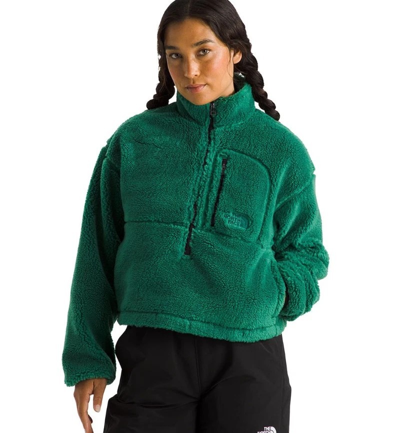 Women's Sz L The North Face Jacquard Extreme Pile 2 Full Zip Jacket Cropped