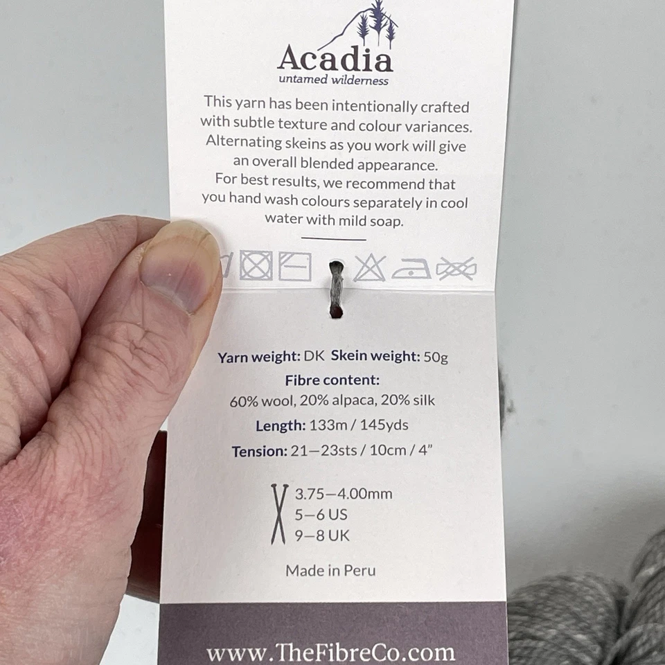 The Fibre Co Acadia Hilado Perú Montaña Gris Ceniza Lana Alpaca Seda Mezcla Lote de 2 Foto 4 de 4