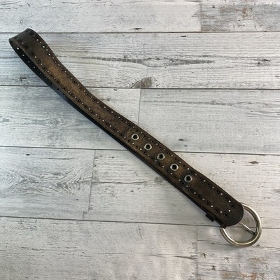 Fossil Belt Womens Small Brown Leather Studded Rustic Silver Buckle Chic Boho S