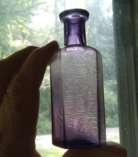 FORT WAYNE GEO LOESCH PHARMACIST 1888 AMETHYST DRUGGIST PHARMACY BOTTLE