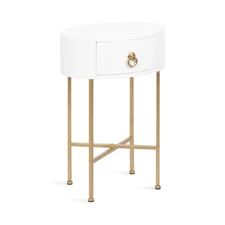 Kate and Laurel Decklyn Decorative Glam Oval Side Table, 16 x 12 x 24, White ...