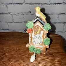 Vintage Blue Bird Cuckoo Clock Lusterware Wall Pocket Planter
