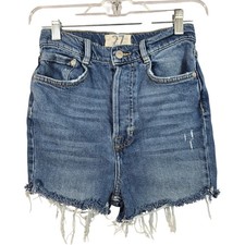We The Free People Jean Shorts Denim High-Rise Cutoff Size 27 Button Fly Blue