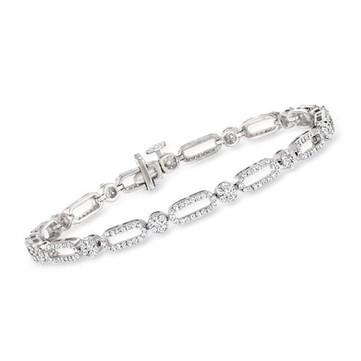 Ross-Simons 2.00 ct. t.w. Pave Diamond Link Bracelet in 14kt White Gold