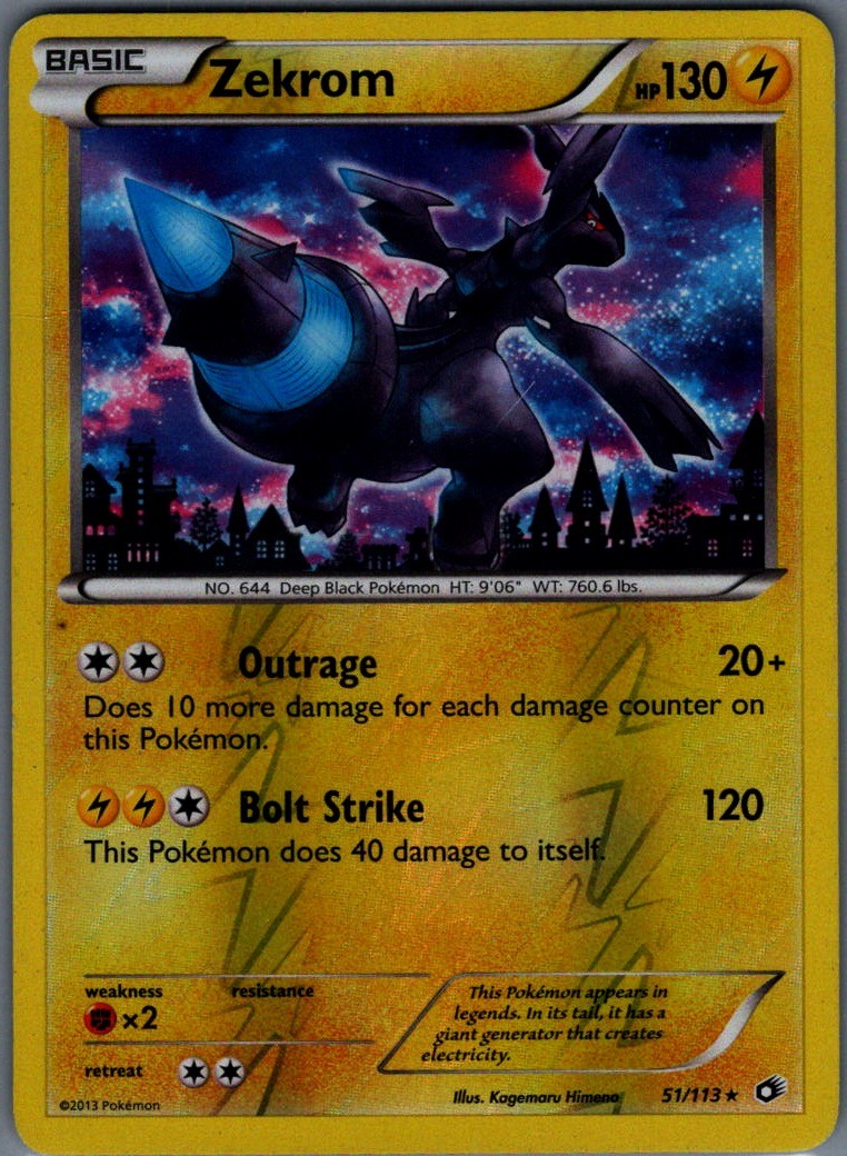 Zekrom Reverse Holo Rare Legendary Treasures 51/113 LP