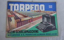 Altes Pappschild Torpedo Klein-Schreibmaschine