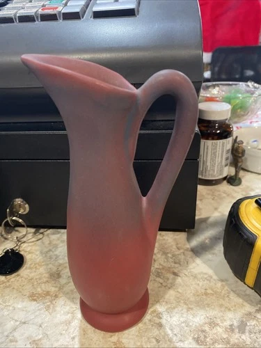 Vtg 7" VAN BRIGGLE POTTERY ART CRAFTS Ewer Pitcher Vase MULBERRY PERSIAN ROSE