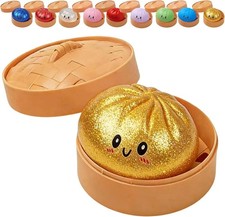 Gold Dumpling Squezee with Box Sensory Squeeze Fidget Toy for Stress Relief Gift