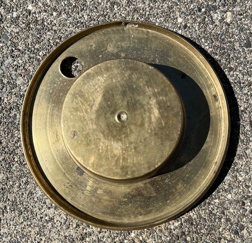 Vintage Etched Brass Round Ashtray With Etched Floral Design 3.75 In. Diameter - Picture 2 of 6