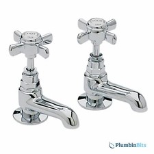 Heritage Dawlish SHORT NOSE 1924 Basin Pillar Taps Quarter Turn TDCCS00 Chrome