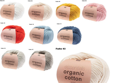 Rico Essentials Organic Cotton Aran 50g  Bio-Baumwolle Farbauswahl
