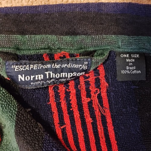 VTG Norm Thompson Bath Robe Men's Multicolored Terri Cotton One Size Retro - 第 7/8 張圖片