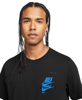 Nike Men SportswearEssential Futura Glitch Tee in Blk/Blue
