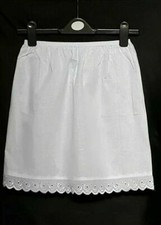 Ladies White /Black Underskirt UK size 6-20 Pure Cotton Half Slip 24" Waist Slip