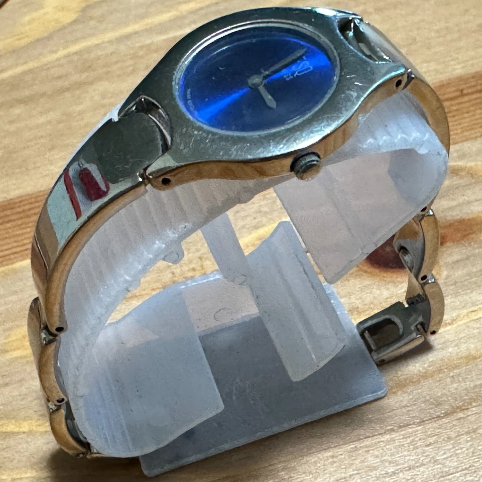 ESQ Movado 瑞士模拟石英手表 100711 女式银色蓝色 ~ 用于零件维修 — 第 4/4 张图片