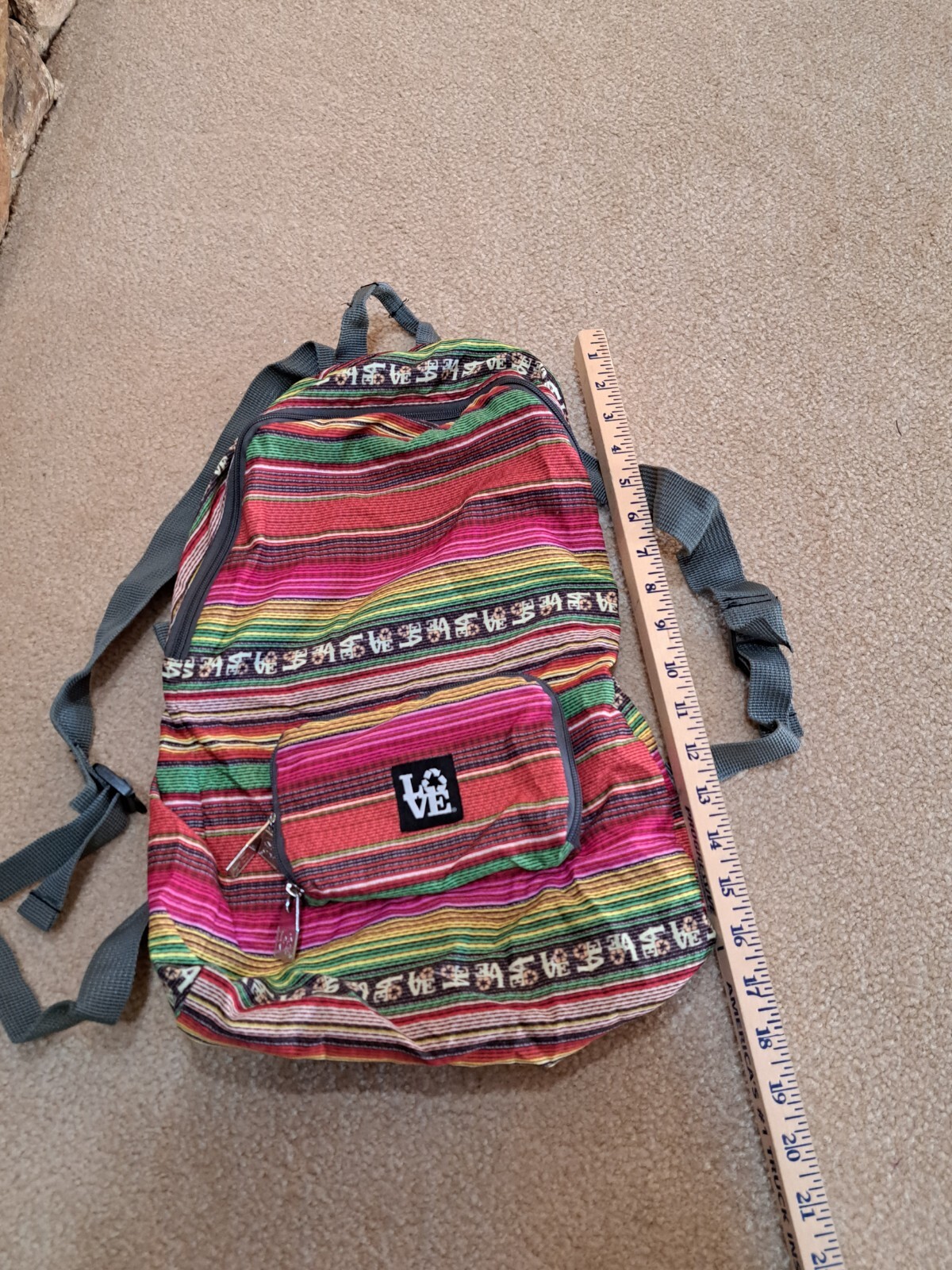 THE CONTAINER STORE LOVE RECYCLE FOLDABLE STASH IT TRAVEL BAG BACKPACK