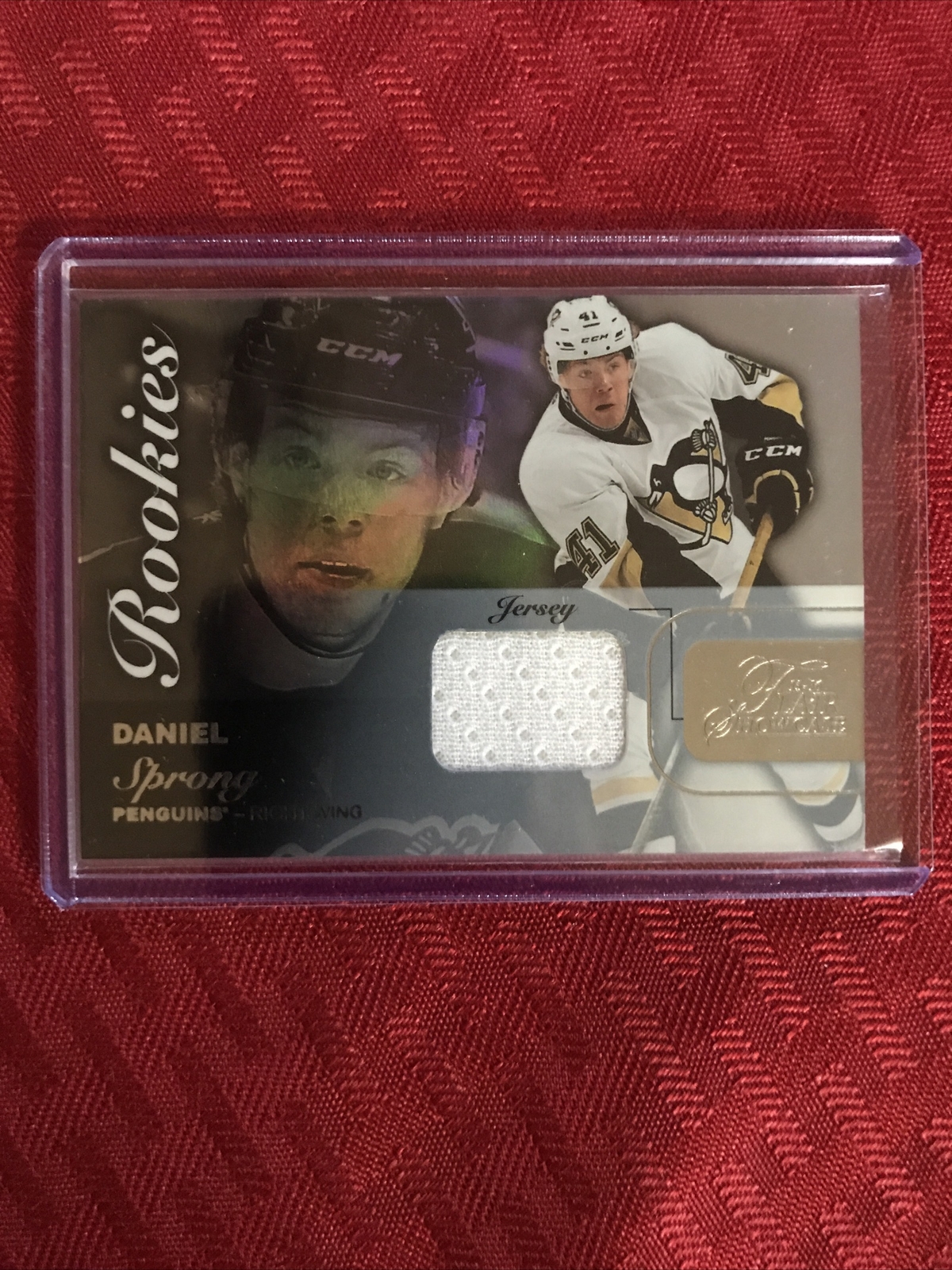 FILA 2015 16 Fleer Showcase DANIEL SPRONG Rookie Material Jersey RC Row 0 Seat 45