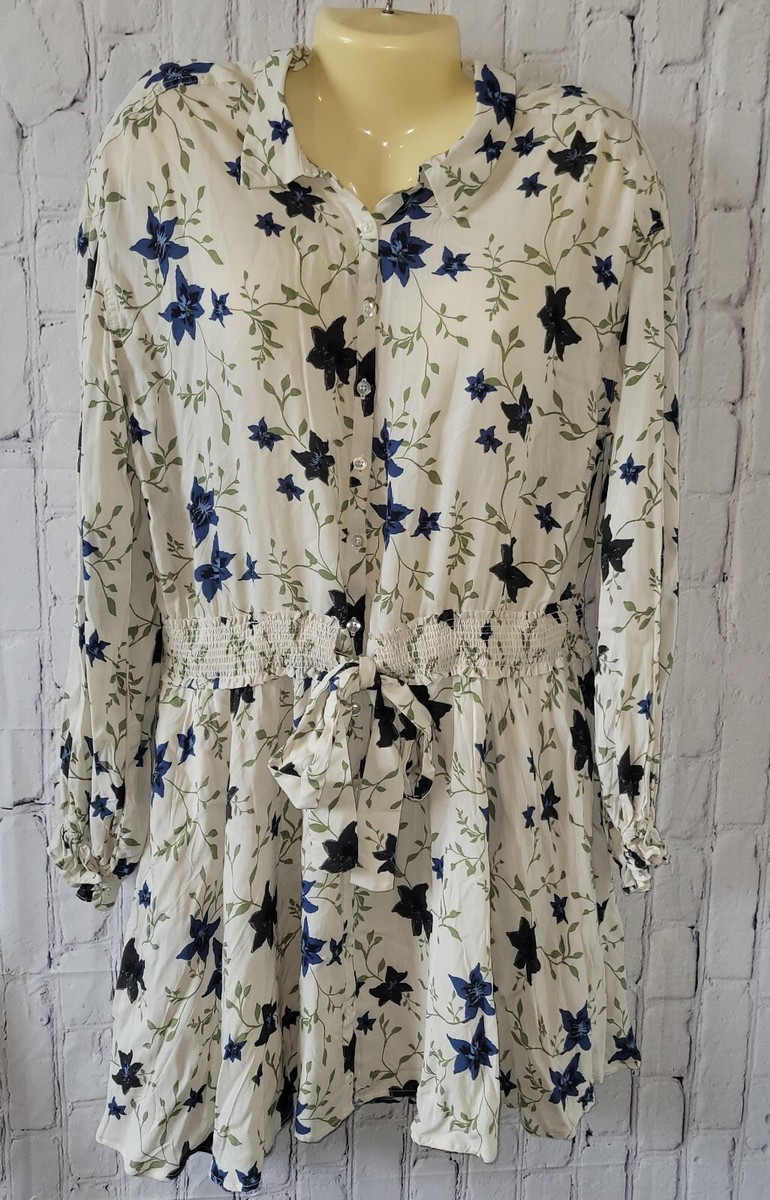 free people lighten up mini dress Free People Sz XS Lighten Up Floral Cream Mini Dress Long Sleeve Spring  Summer
