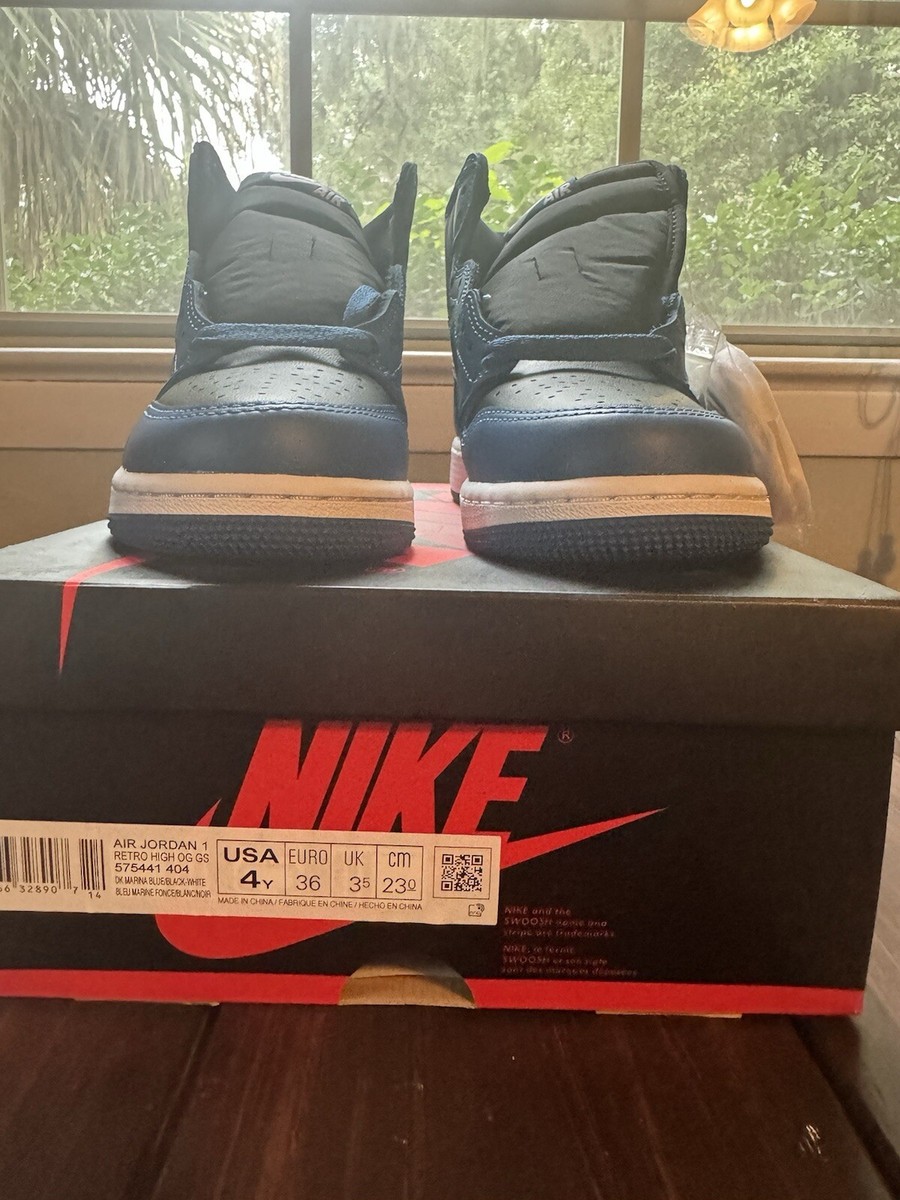 Nike Air Jordan 1 Retro High OG Dark Marina Blue Black GS Size 4Y