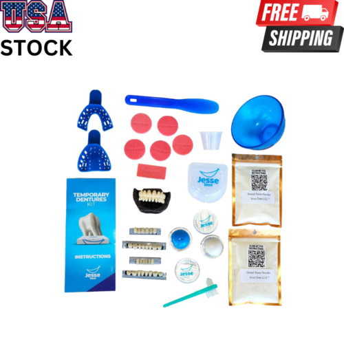 DIY Dentures Kit 12-Piece Custom Upper & Lower Set Easy Home Solution for Smile