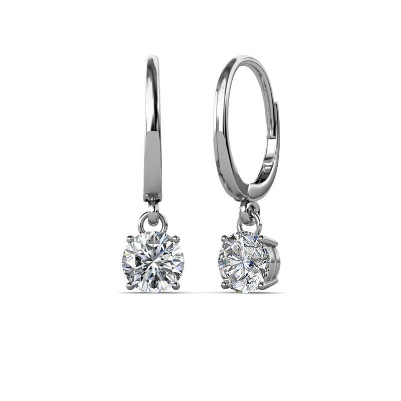 Diamond ctw Four Prong Solitaire Drop Dangle Earring 14K Gold JP