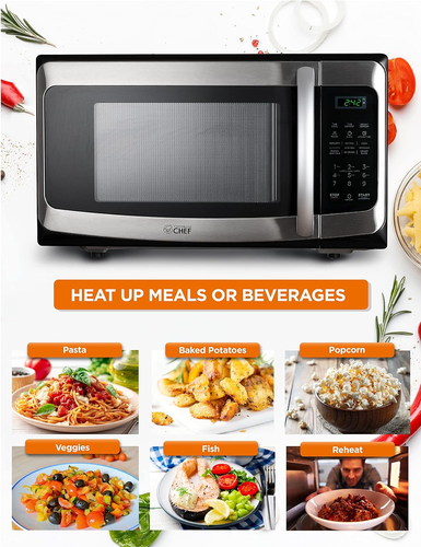 1.1 Cu Ft Microwave with 10 Power Levels, Microwave 1000W with Push Button Door image