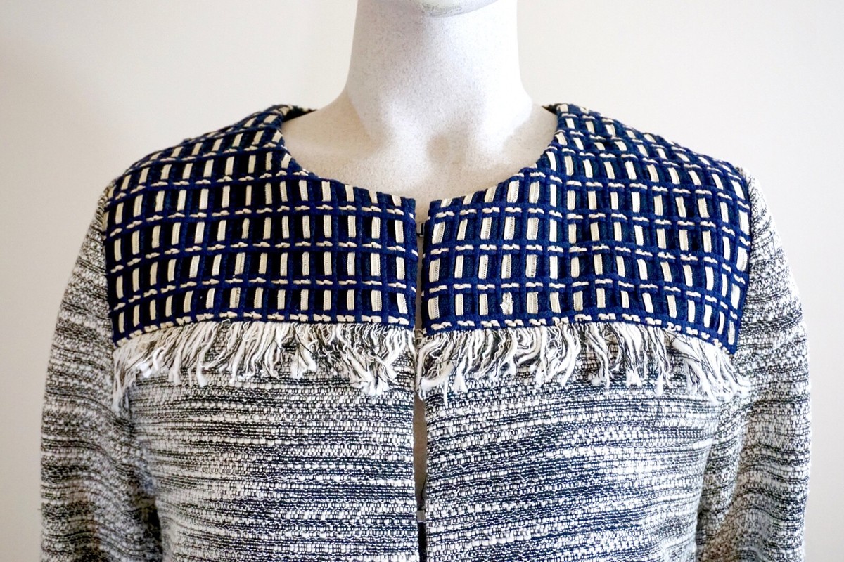 【CHICO'S】 box-silhouette pleats jacket Chicos NWOT 3 XL 16-18 Shimmer Blue Crinkle Joria Open Front