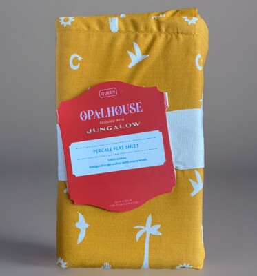 OpalHouse Sheet Queen Flat Top Icon Yellow Jungalow 100% Cotton Boho Colorful
