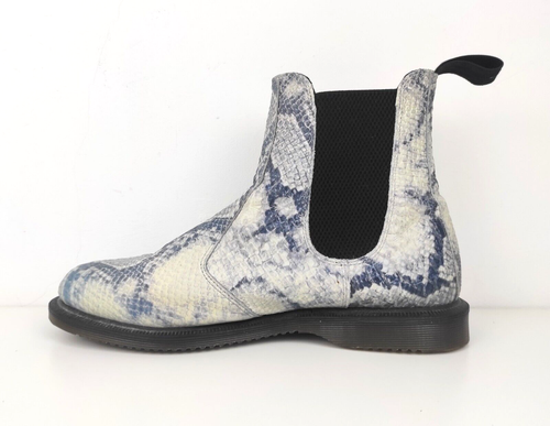 Botas Chelsea Dr Martens Flora Cuero Blanco Azul Piel de Serpiente Talla UK 8 EU 42 US 10 - Imagen 5 de 9