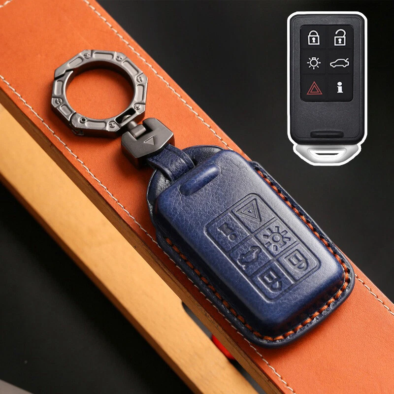 Genuine Leather Car Smart Key Fob Case Cover Bag For Volvo XC60 S60 S80 V70 XC70 Foto 3 de 4