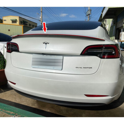 Glossy Black + RED Line For Tesla Model 3 Sedan 2020 P Type Rear Trunk Spoiler
