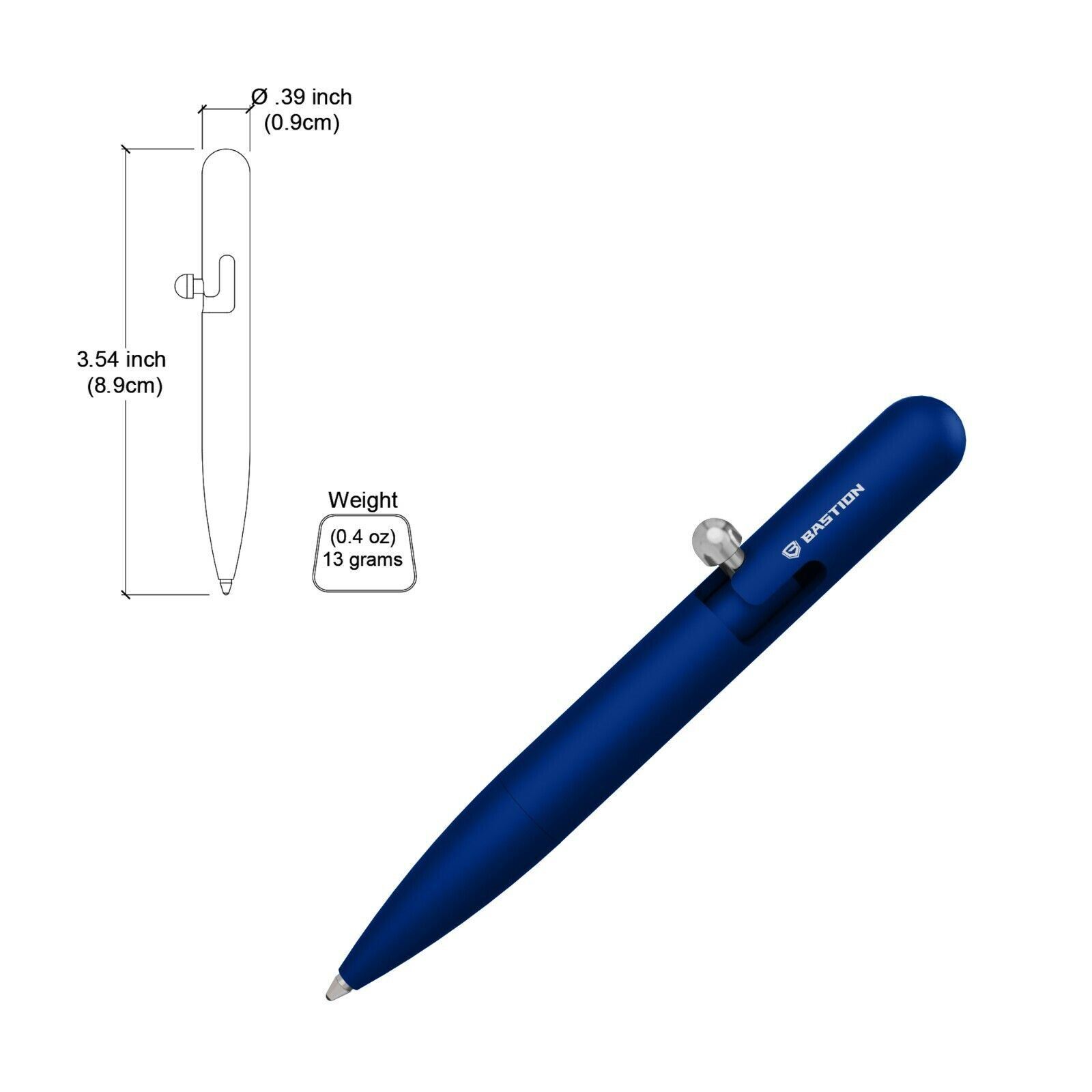 Bastion Mini Bolt Action Pen Slim Aluminum Blue Ballpoint EDC Small