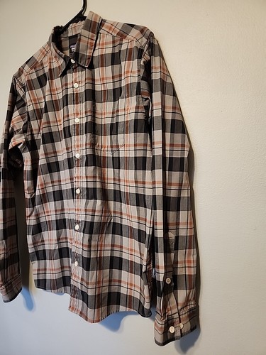 VTG Patagonia Mens Button Down Plaid Shirt Organic Cotton Long Sleeve brown Sz M - Picture 4 of 12