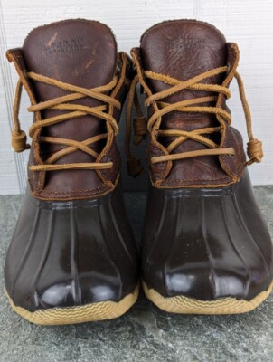 Sperry Top Sider Boots Womens SZ8 Saltwater Duck Brown Leather