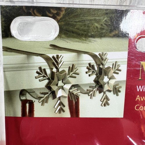 2 Pk The Original Mantle Clip Stocking Holder w/ Removable Snowflake Decoration - Picture 3 of 5