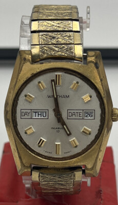 RARE Waltham Incabloc 17 Jewel Swiss B-408E G.F. Needs Glass & 2nd