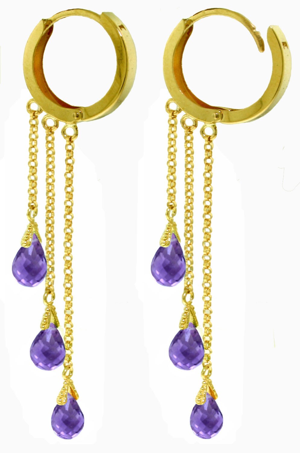 14K. GOLD CHANDELIERS EARRING WITH NATURAL AMETHYSTS (Yellow Gold) eBay