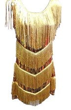 Tina Turner jurk met franjes, oker/goud, disco outfit, jaren '70, dameskostuum, jaren 20, Charleston mini-jurk, Oker/Goud, L Tina Turner jurk met franjes, oker/goud, disco outfit, jaren '70, dameskostuum, jaren 20, Charleston mini-jurk, Oker/Goud, L