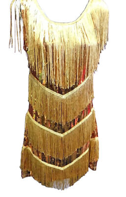 80's Gold Sequinned & Fringed Tina Turner Dress | eBay