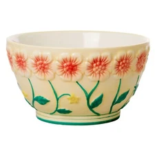 Bowl With Flower Motif 60 cl, Yellow