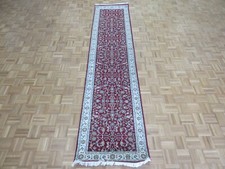 2'7 x 10 Runner Hand Knotted Red Nain With Silk Oriental Rug G14067