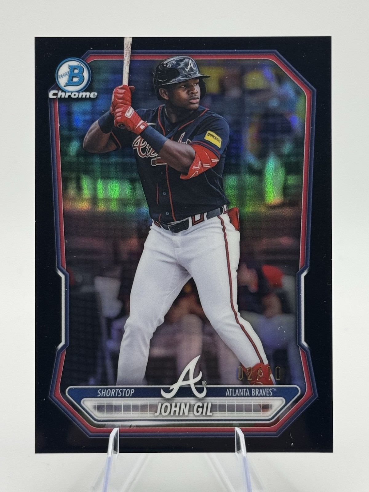 2026 Bowman Chrome John Gil 1st True Black Refractor /10 Braves #BCP-155