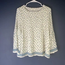 Studio M Max Studio White  Layered 3/4 Sleeve Blouse Sz M