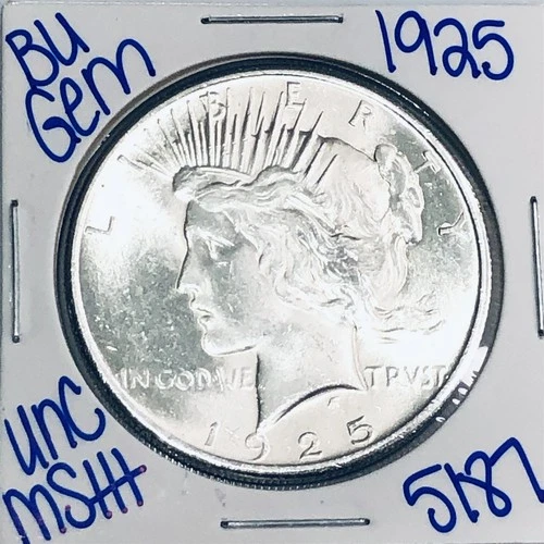 1925 BU UNCIRCULATED SILVER PEACE DOLLAR AUTHENTIC U.S. MINT FREE SHIPPING 5187