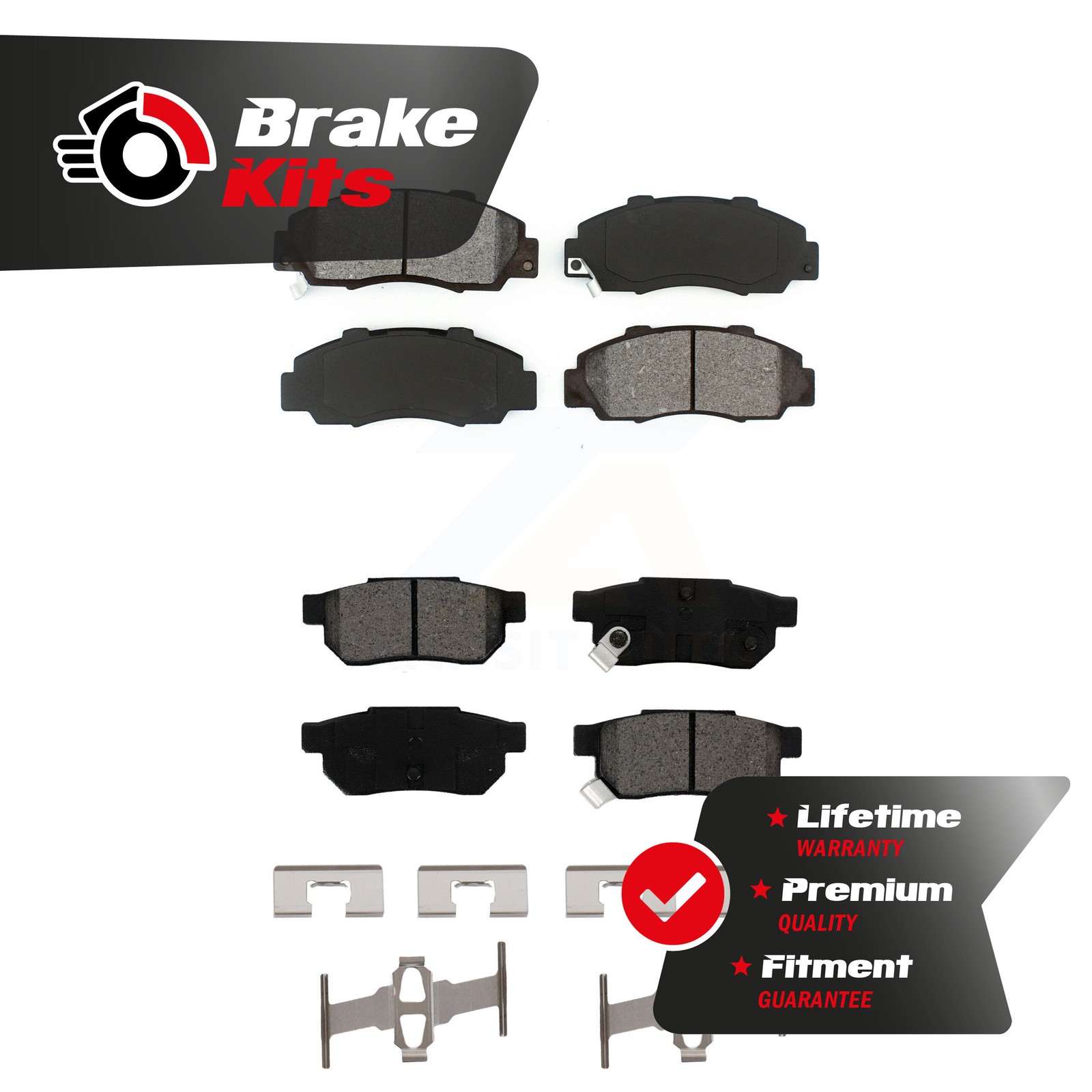 Front Rear Semi-Metallic Brake Pads Kit For 1992-1993 Acura Integra GS-R