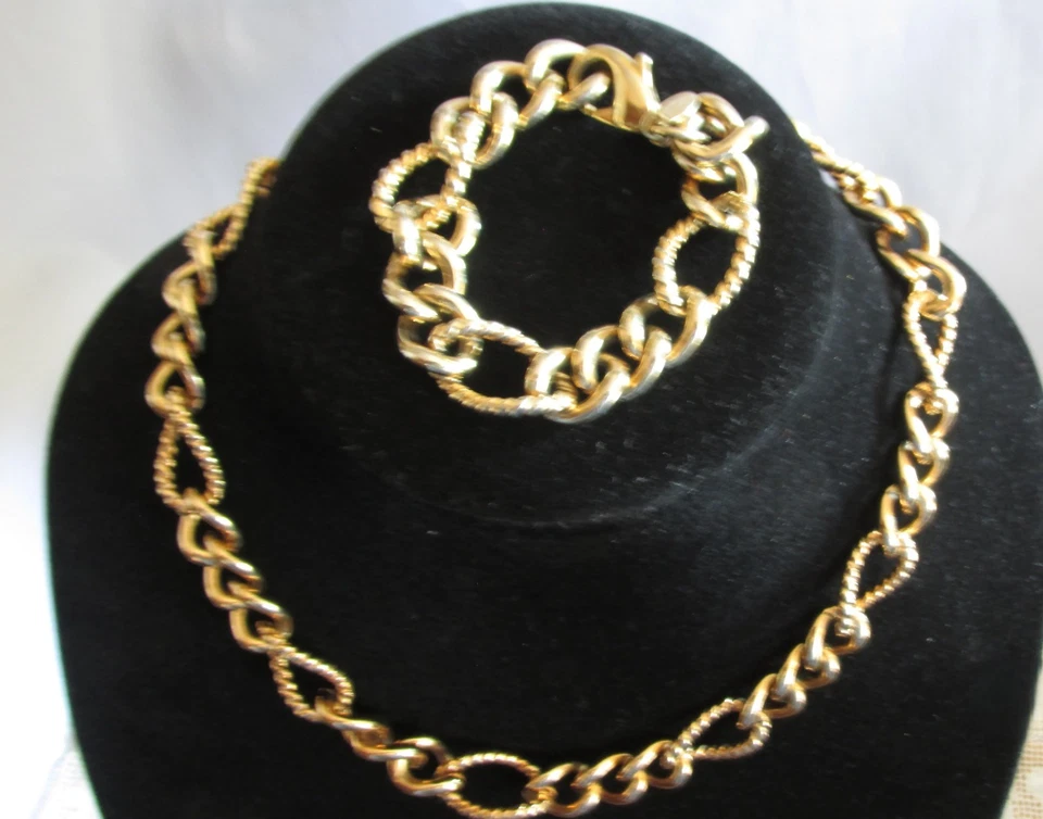 Pulsera de eslabones gargantilla Erwin perla tono dorado 18"" y 7,5  Foto 2 de 3