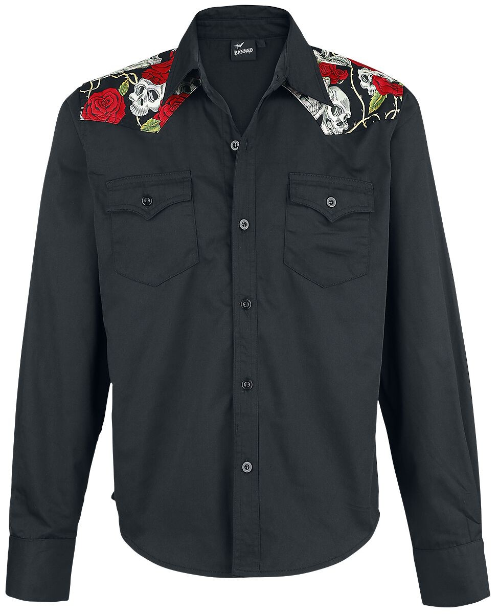 Запрещенный альтернативный Лангустин Herren Skull Rose schwarz XL 8190₽